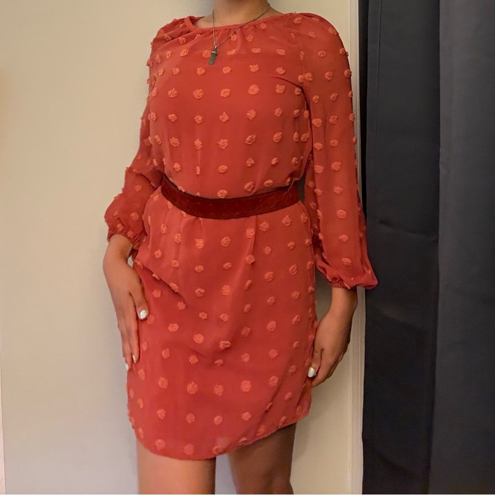 Art Class Orange Bishop Sleeve Sundress
